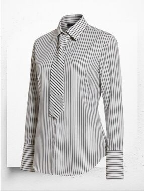 Striped Tie Button-Up Shirt ▪︎ Black/White ▪︎ LG 8/10